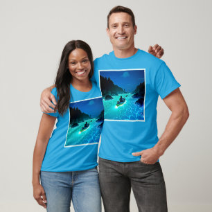 Kajak in gloeiend waterontwerp t-shirt