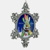 Kajak Kerstboom aangepaste naam en jaar Tin Sneeuwvlok Ornament (Links)