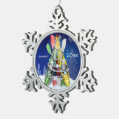 Kajak Kerstboom aangepaste naam en jaar Tin Sneeuwvlok Ornament (Rechts)