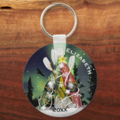 Kajak kerstboom onder Aurora Borealis Sleutelhanger (Voorkant)