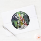 Kajak kerstboom onder de Aurora Borealis Ronde Sticker (Envelop)