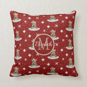 Kajak kerstboom patroon monogrammed kussen