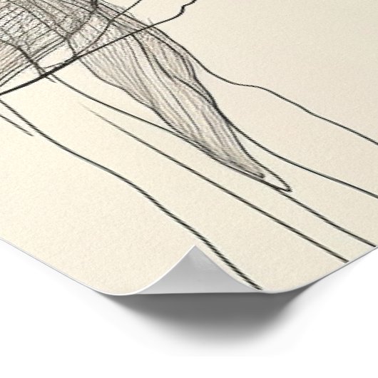 Kajak oceaanmeer minimalistische lijnkunst poster (Hoek)