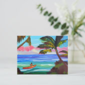 Kajak, palmbomen en oceaan | Gewoon Gezegde Hi Briefkaart (Staand voorkant)