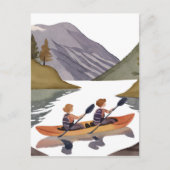 Kajak rijden op het meer | Waterverf van de Natuur Briefkaart (Voorkant)