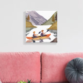 Kajak rijden op het meer | Waterverf van de Natuur Canvas Afdruk (Insitu (Woonkamer))