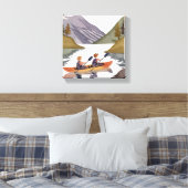 Kajak rijden op het meer | Waterverf van de Natuur Canvas Afdruk (Insitu (Slaapkamer))