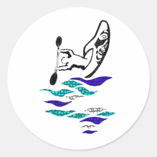 Kajak Uitzicht Ronde Sticker (Voorkant)