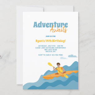 Kajak verjaardagsuitnodiging kaart