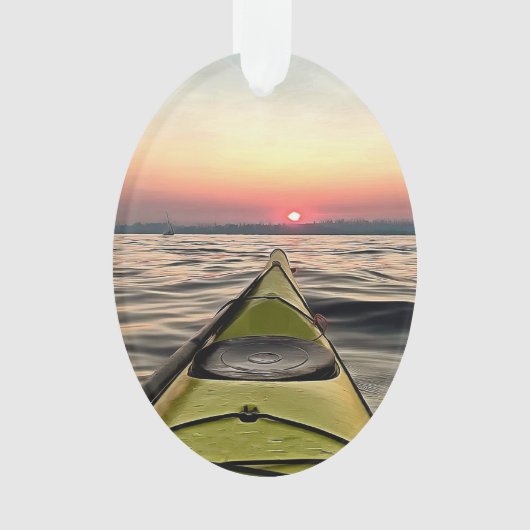 Kajakken bij zonsondergang Ovaal Acryl Kerstmis Or Ornament (voorkant)
