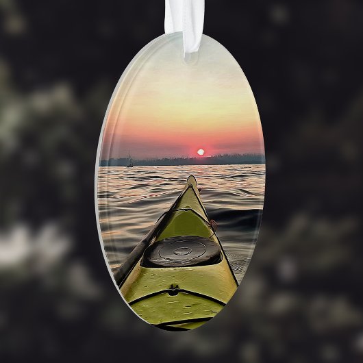 Kajakken bij zonsondergang Ovaal Acryl Kerstmis Or Ornament