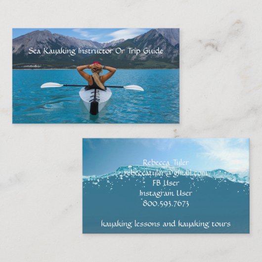 Kajakken instructeur of gids op Mountain Lake Visitekaartje (Voorkant / Achterkant)