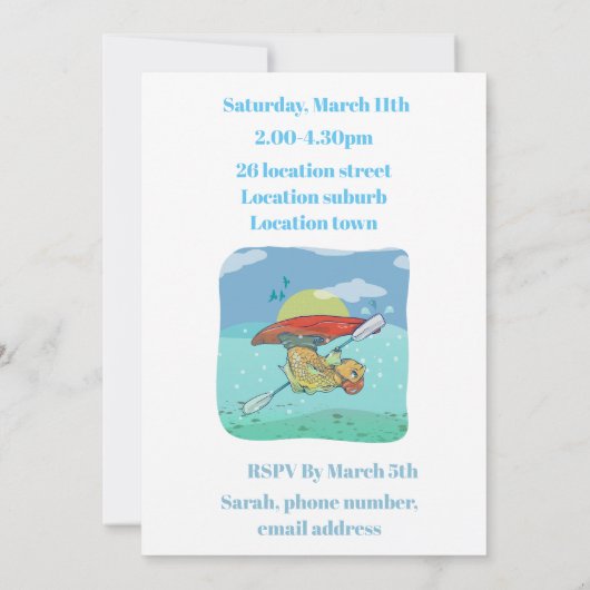 Kajakken Kano verjaardagsfeest Kaart (Achterkant)