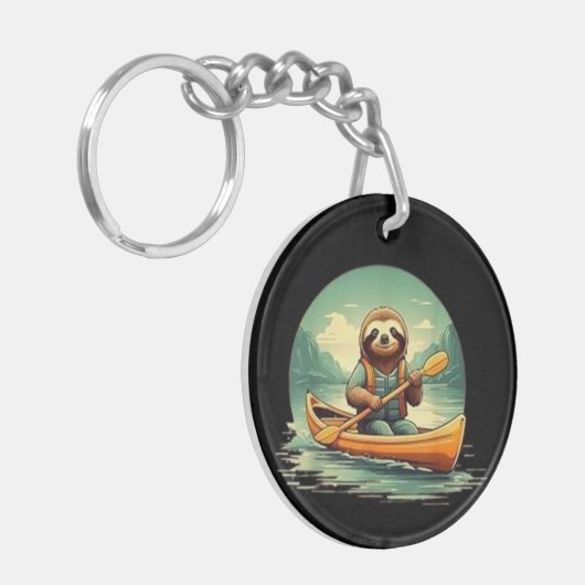 Kajakken luiaard kano liefhebber grappige dieren  sleutelhanger (Voorkant Links)