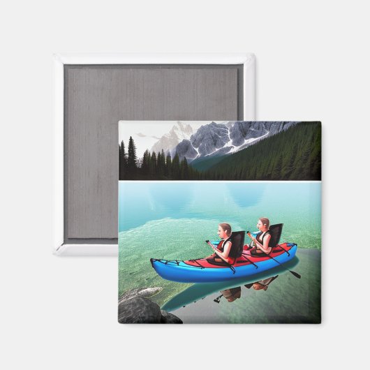 Kajakken op Turquoise Water Magneet (Voorkant / Achterkant)