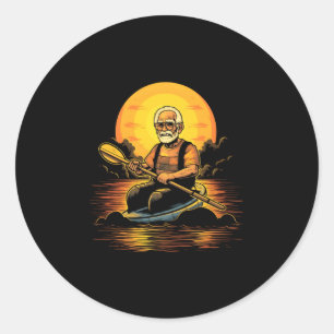 Kajakken Opa Kayaker Kajak Kano Kanoën Ronde Sticker