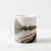 Kajaks bij het meer koffiemok (Voorkant links)