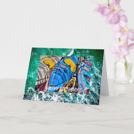 Kajaks Verjaardag Kaart, 5 "x 7" Gevouwen Wenskaar Kaart