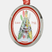 Kajaks versierd als kerstboom gepersonaliseerd metalen ornament (Links)