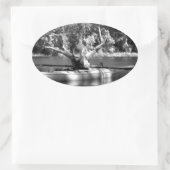 kajakvrouw ovale sticker (Tas)