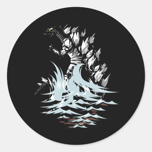 Kajiu Gojira Koning van de monsters Japan Ronde Sticker (Voorkant)