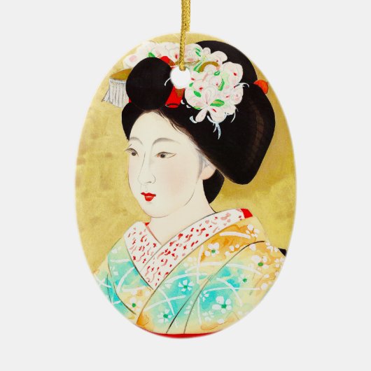 Kajiwara Hisako A Kyoto Maiko geisha fine art Keramisch Ornament (Voorkant)