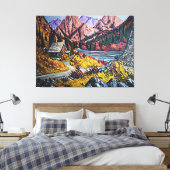 Kajuit door het meer fijn kunstschilderen groot canvas afdruk (Insitu (Slaapkamer))