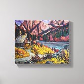 Kajuit door het meer met fijne kunst 10x8 schilder canvas afdruk (Voorkant)