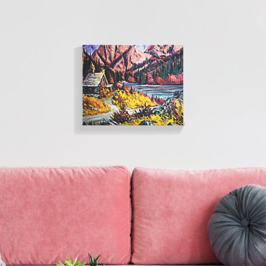Kajuit door het meer met fijne kunst 10x8 schilder canvas afdruk (Insitu (Woonkamer))