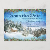 Kajuit in sneeuw Bossen Kerstmis sparen de datum Aankondigingskaart (Voorkant)