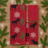 Kajuitstijl Moose Pine Tree Snowflake Kerstmis Bad Handdoek