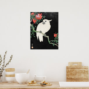 Kakadoe en Granaatappel, beroemd Japans Schilderij Poster