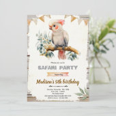 Kakadoe verjaardagsfeest uitnodiging (Staand voorkant)