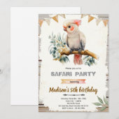 Kakadoe verjaardagsfeest uitnodiging (Voorkant / Achterkant)