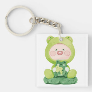 KaKao Friends - Groene Vakantie Kikker Apeach Sleutelhanger