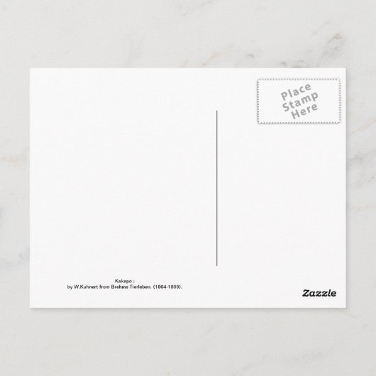 Kakapo Briefkaart (Achterkant)