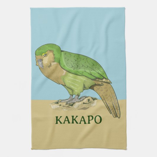 Kakapo illustratie theedoek (Verticaal)