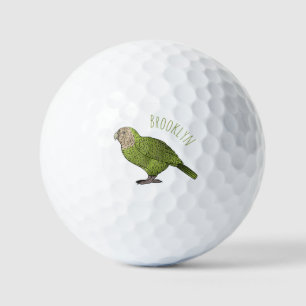 Kakapo vogel cartoon illustratie golfballen