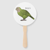 Kakapo vogel cartoon illustratie handwaaier (Achterkant)