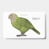 Kakapo vogel cartoonillustratie badge (Achterkant)