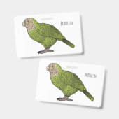 Kakapo vogel cartoonillustratie badge (Voor- en achterkant)