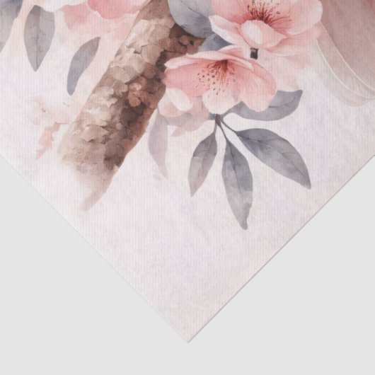 Kaketoe en Blush Roze Bloemen Decoupage Tissuepapier (Detail)