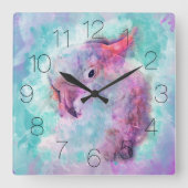 Kaketoe in pastel waterverf artistiek vierkante klok (Voorkant)