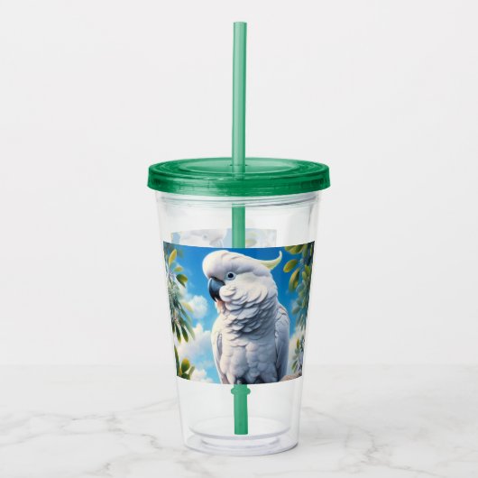 Kaketoe kunst acryl drinkbeker (Voorkant)
