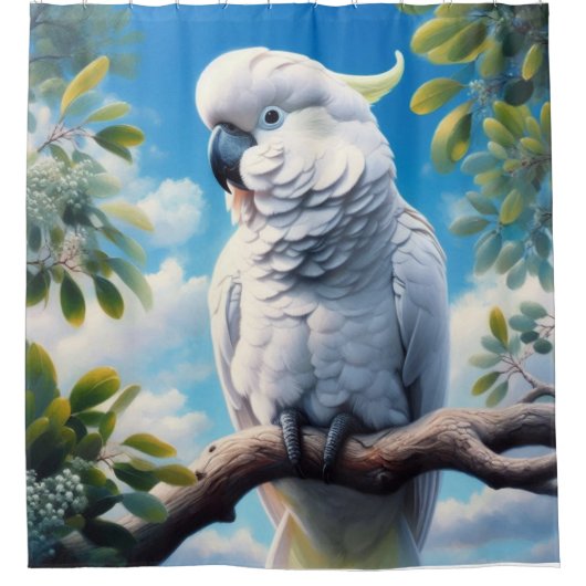 Kaketoe kunst douchegordijn (Voorkant)