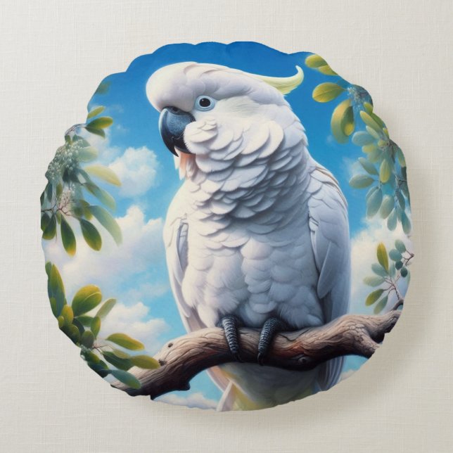 Kaketoe kunst rond kussen (Voorkant)