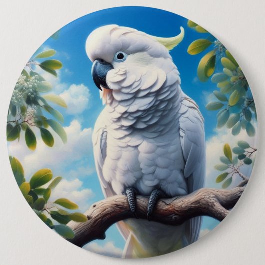 Kaketoe kunst ronde button 6,0 cm (Voorkant)