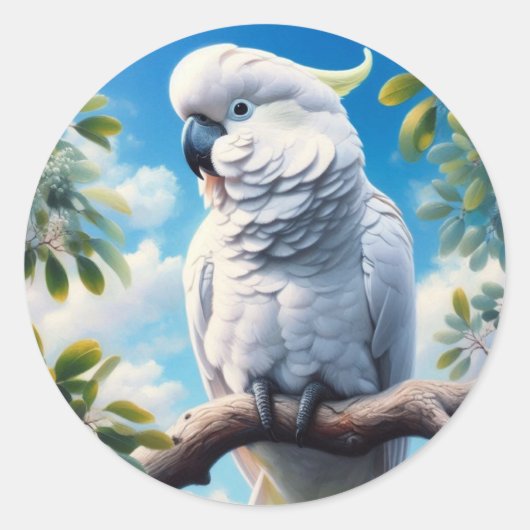 Kaketoe kunst ronde sticker (Voorkant)