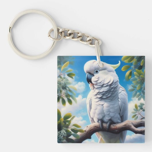 Kaketoe kunst sleutelhanger (voorkant)