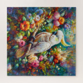 Kaketoe met kleurrijke bloemen legpuzzel (Horizontaal)